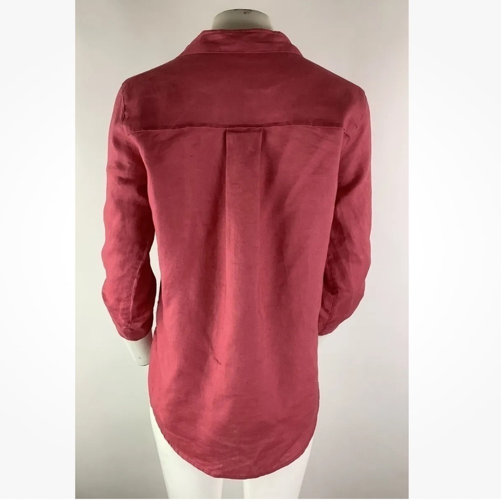 John Mark Sz Xs 100% Linen Button Tunic Top Pink … - image 4